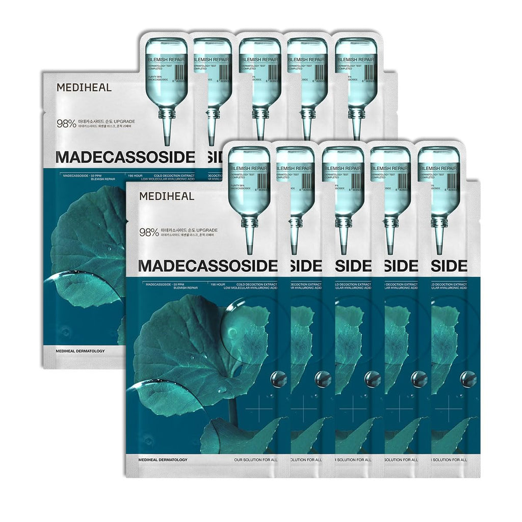 MEDIHEAL Madecassoside Essential Mask - Blemish Repair (10 PCs) - Kiyoko Beauty
