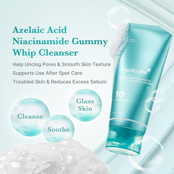 Medicube Azelaic Acid Niacinamide Deep Clean Foam Cleanser (120g) - Kiyoko Beauty