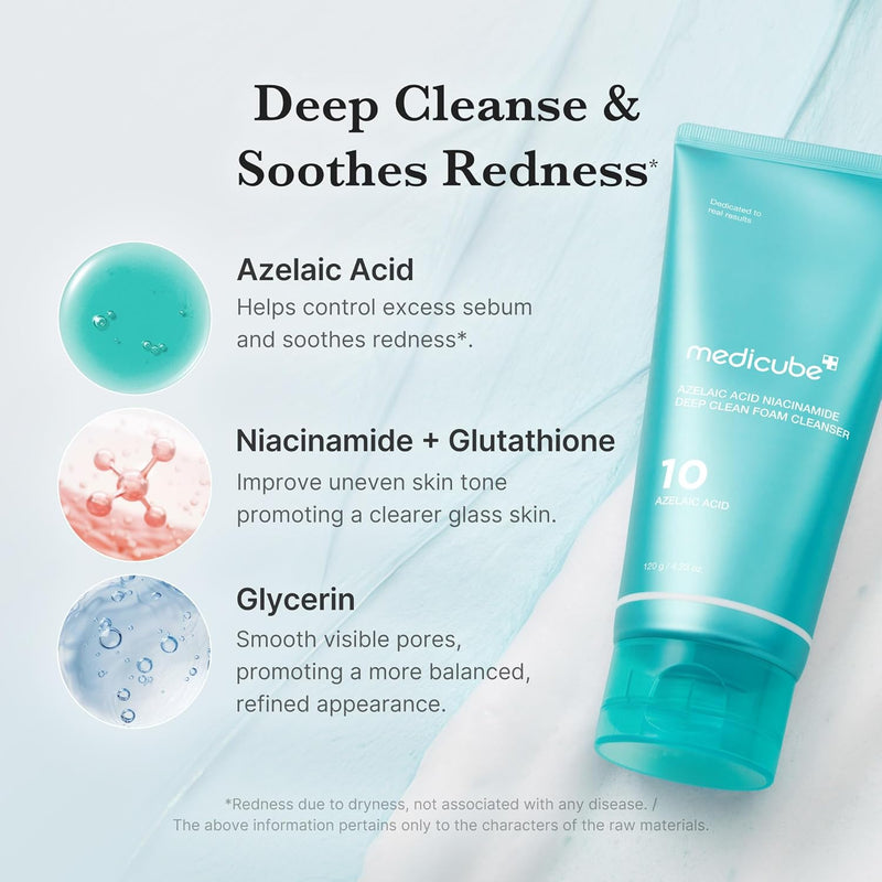 Medicube Azelaic Acid Niacinamide Deep Clean Foam Cleanser (120g) - Kiyoko Beauty