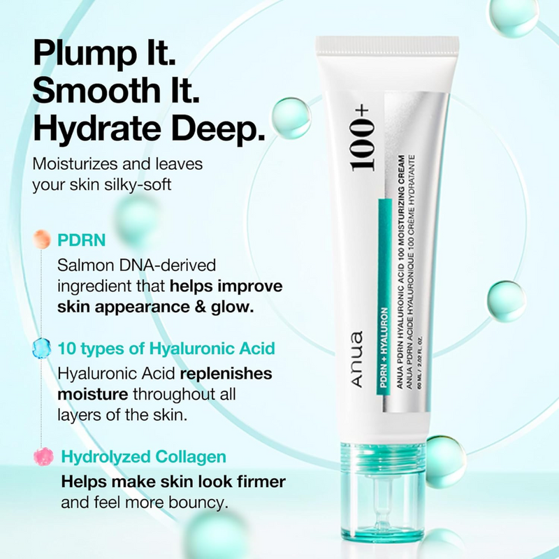 ANUA PDRN Hyaluronic Acid 100 Moisture Cream (60ml) - Kiyoko Beauty