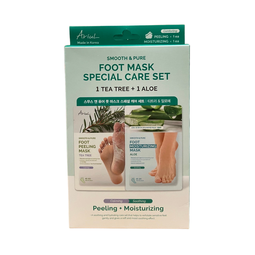 ARIUL Smooth & Pure Foot Mask Special Care Set Tea Tree & Aloe (2 Pairs) - Kiyoko Beauty
