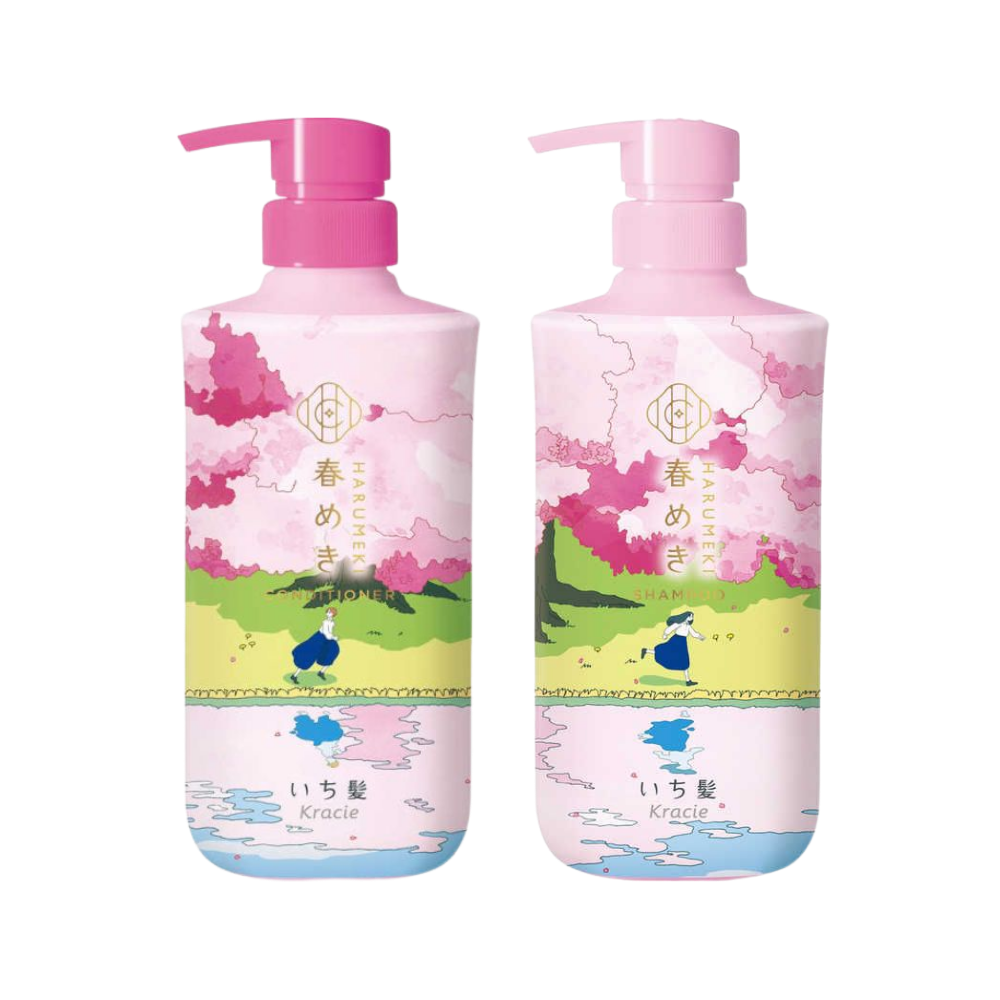 KRACIE Ichikami Shampoo & Conditioner Set - Limited Spring Edition (480ml + 480g)
